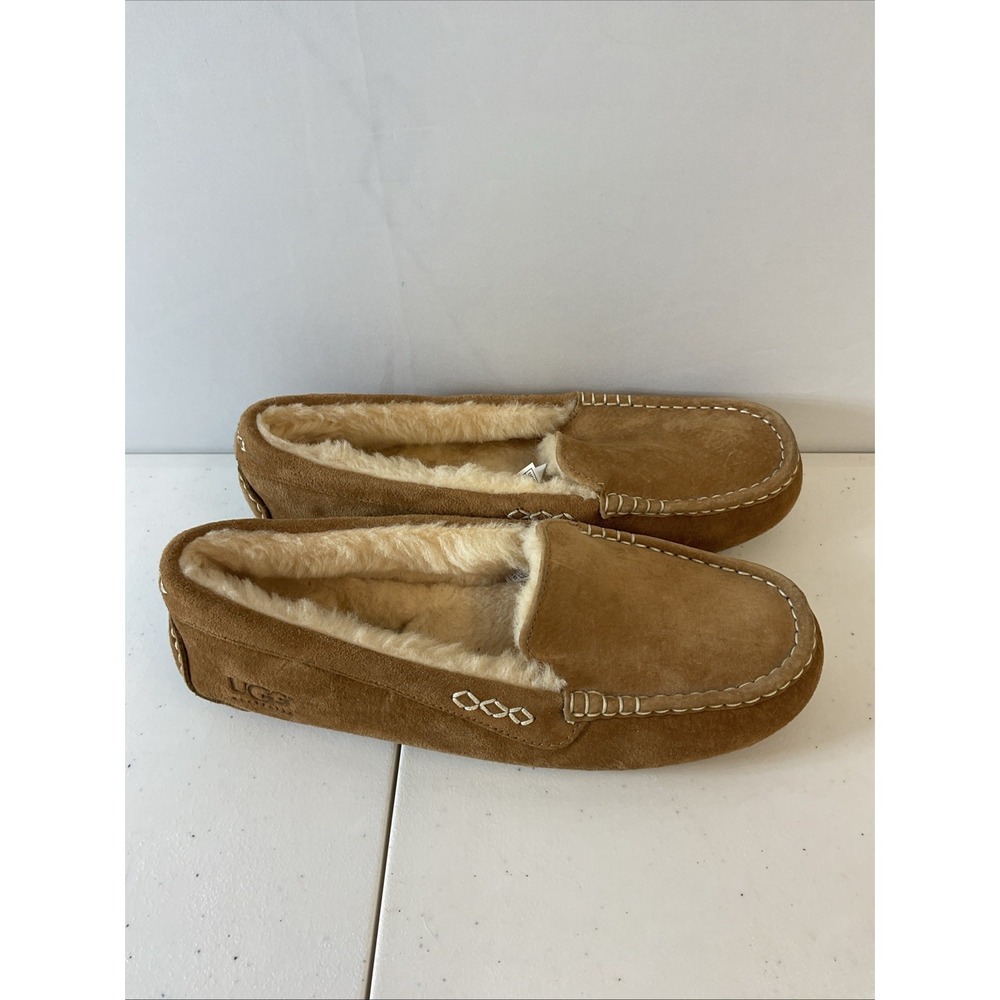 UGG Ansley Chestnut Women's moccasin slip on sherpa Slippers SZ 10 Excellent !!
